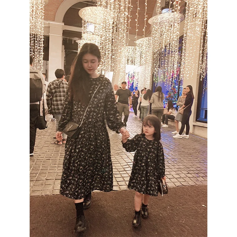 
C1064/Family boutique clothing mother and daughter classic floral dress fashion casual girls dress 