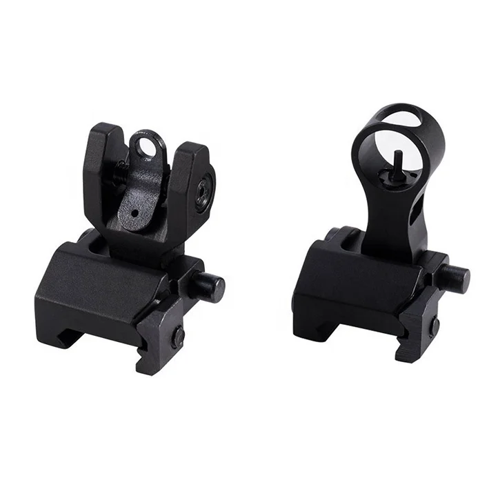 
New Flip Up Front Rear Backup Iron Sights Set with Elevation Window for tactical ar15 hunting 