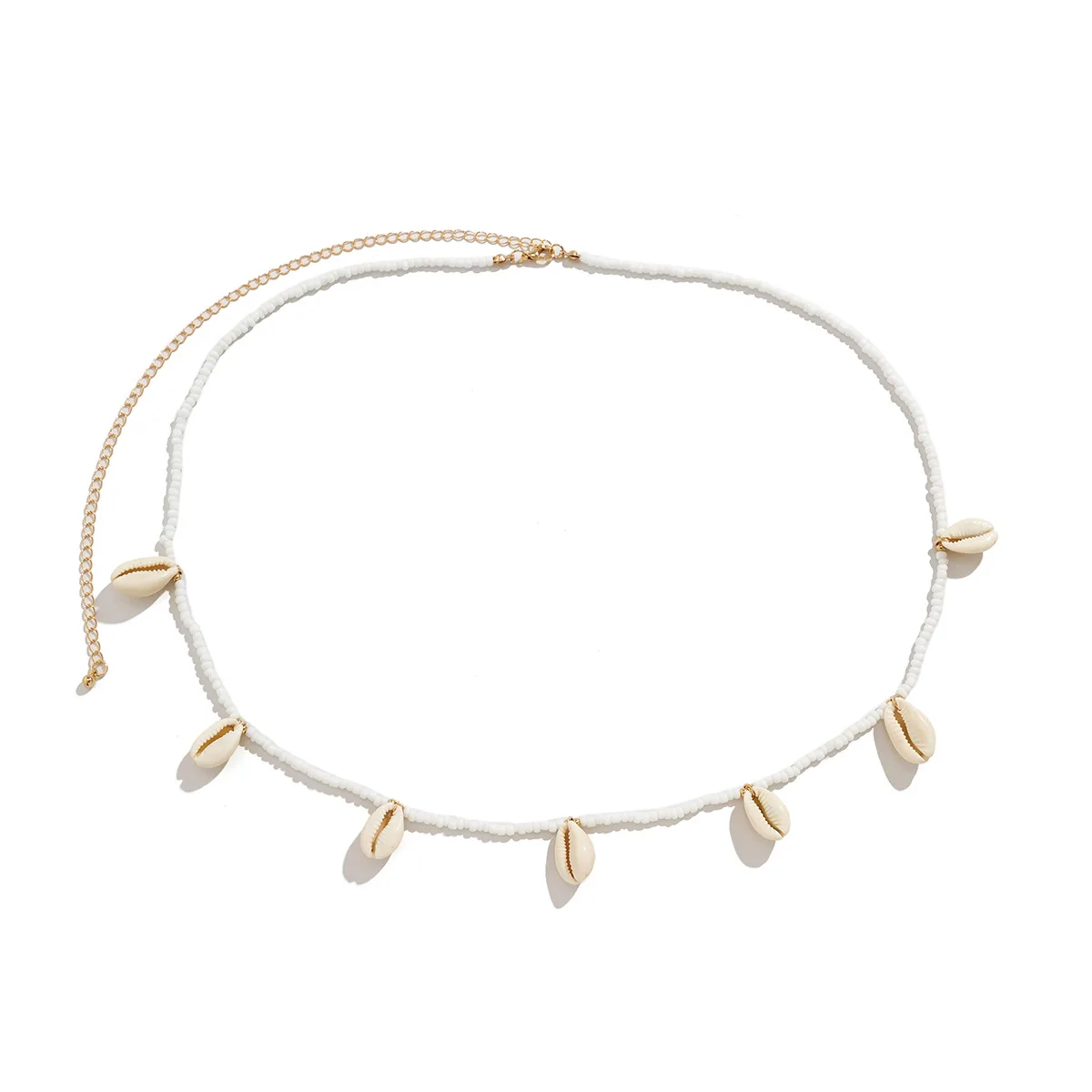 European and American beach style shell sexy waist chain single circle rice bead braided body chain