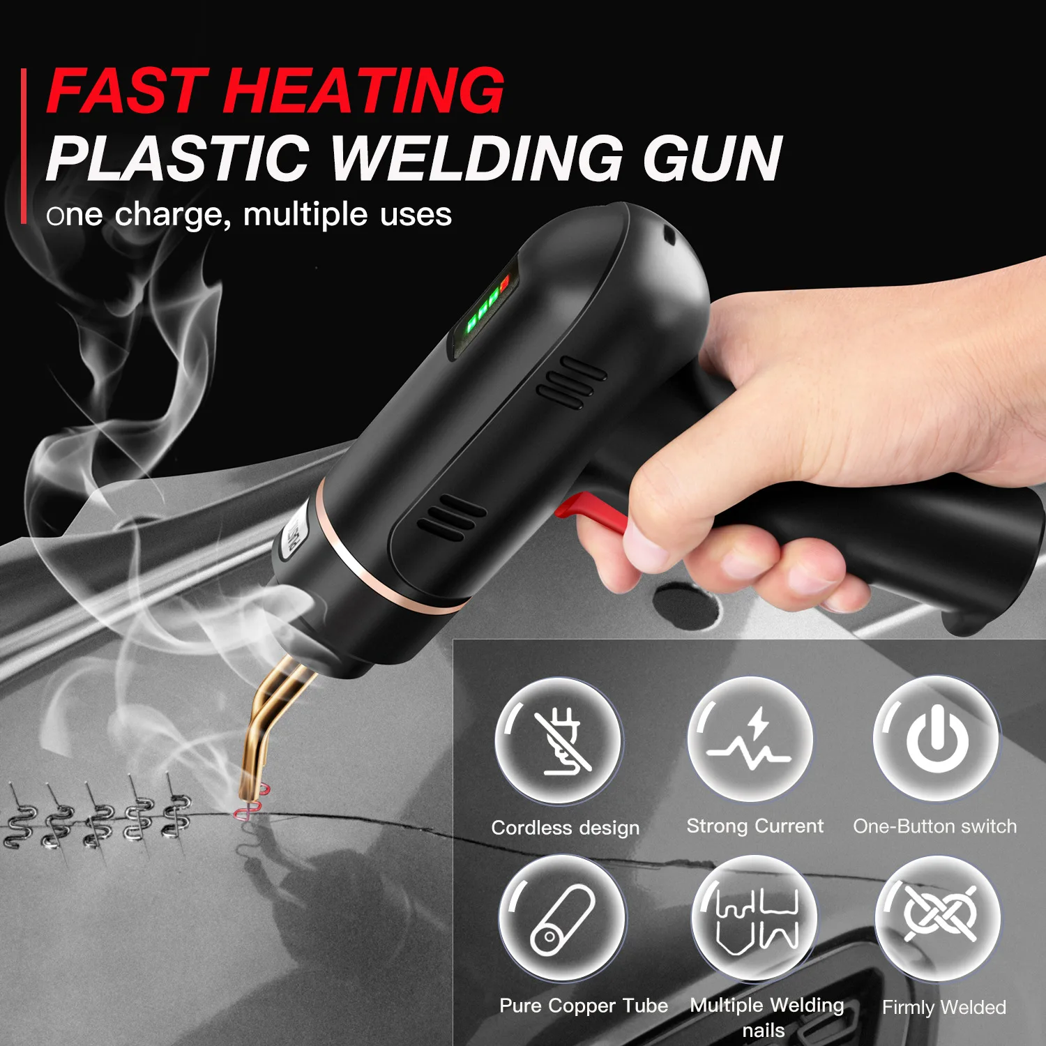200W Cordless rechargeable Bumper Crack Repair Kit  Plastic Welding Kit  Plastic Welder Gun