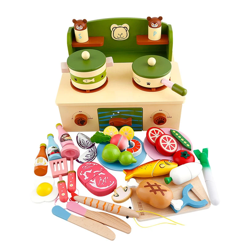 Best Quality Wholesale Modern Children Big Furniture Pretend Play Sets Cooking Kids Wooden Kitchen Play Set Toys
