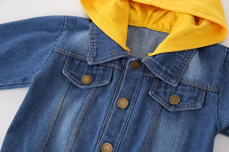 Hao Baby Autumn Spring Jeans New Hooded Western Style Shirt Boy Handsome Jacket For Boys