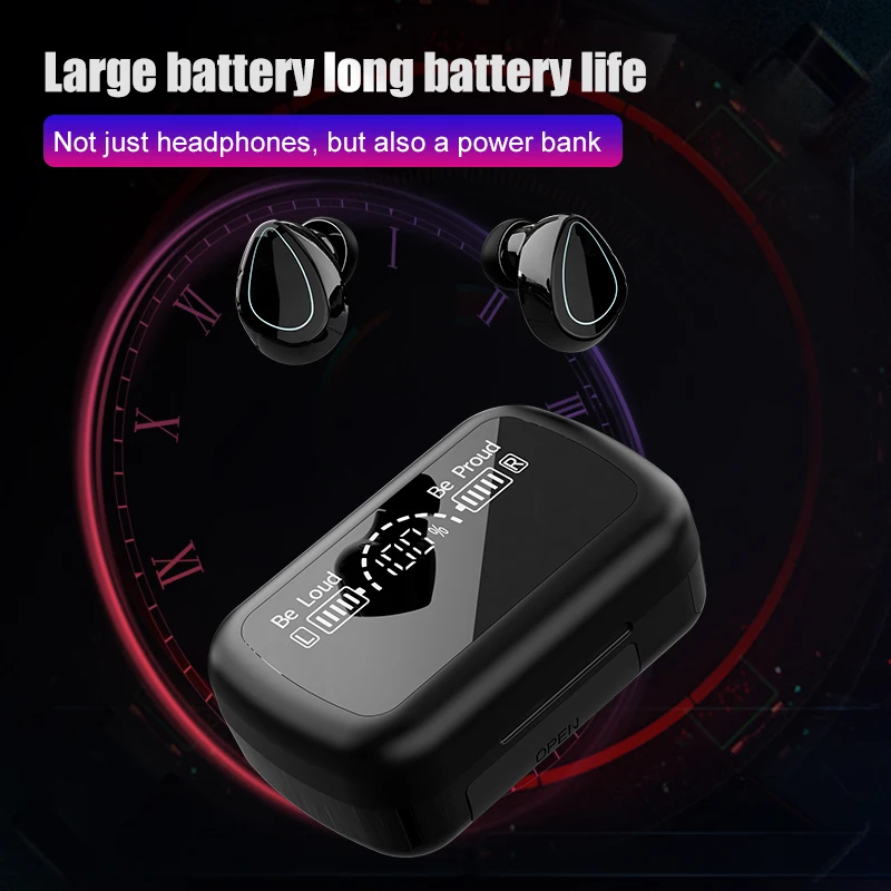 Factory direct selling sky-10 TWS Sport Wireless Mirror Earphone With Charging Box Waterproof 9D HD Stereo Earbuds