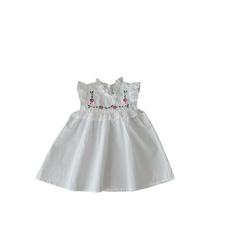 Hot-Selling Summer New Girls Dress Korean Style Infant Toddler Strawberry Embroidered Baby Summer Thin Princess Dress