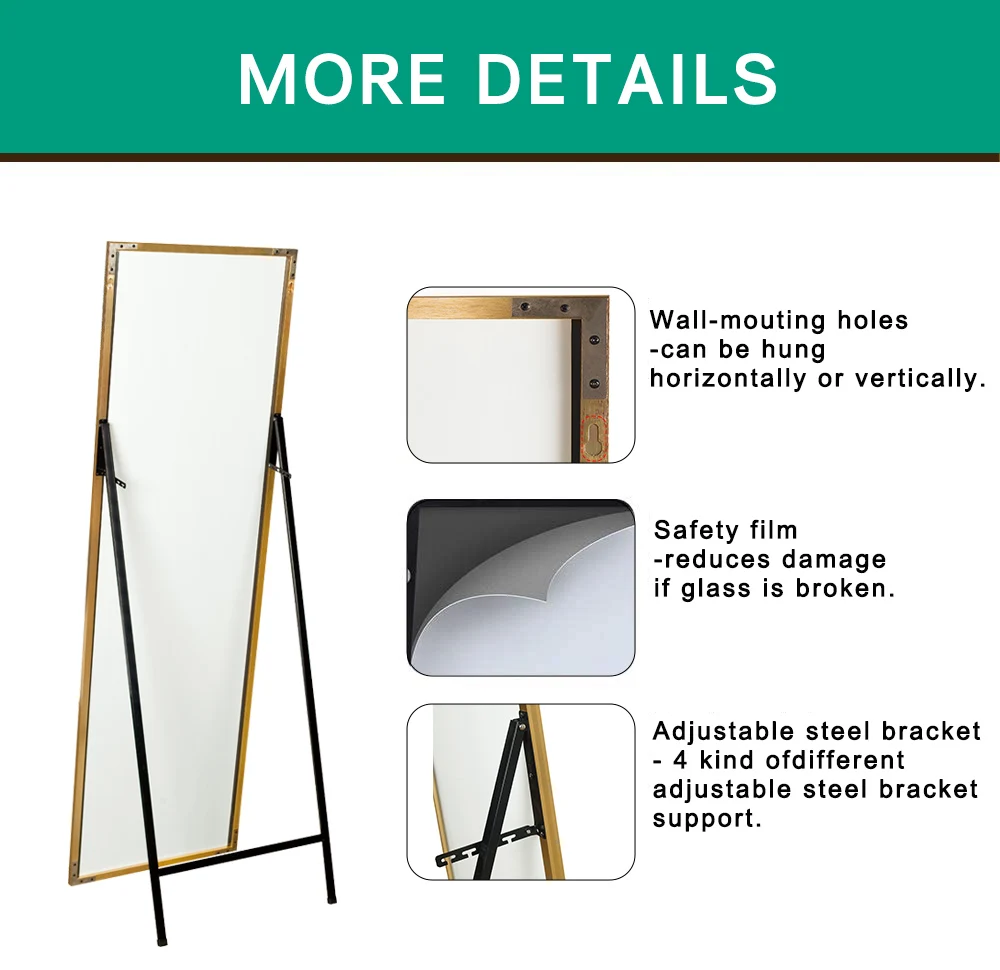 Decor Rounded Aluminum Alloy Frame Mirror Customized Modern Metal Framed Mirror Fashion Mirror Floor Dressing
