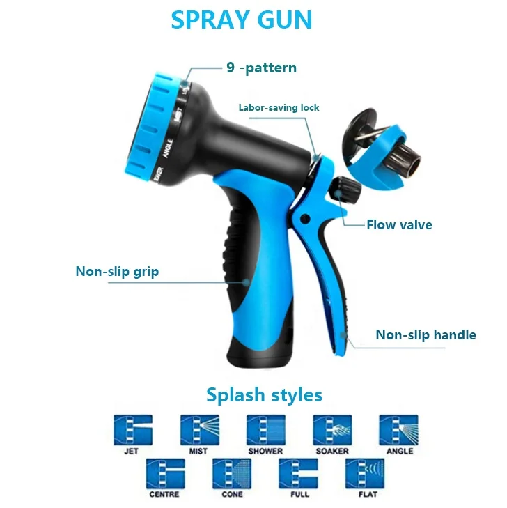 Расширяющийся садовый шланг длиной 50 футов, шланг для воды с 10 функциональными насадками, шланг для воды с твердым фитингом, садовый шланг