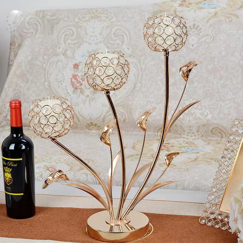 3 Arms Home Hotel Decoration Cheap Metal Candle Holder Stand Vintage Gold Metal Candle Holder Metal Candle Candlestick Holder
