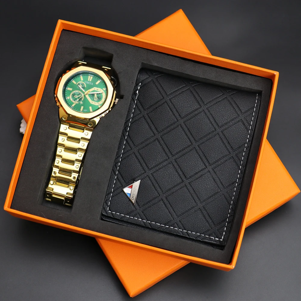 Luxury Watch+Wallet+box set Top Brand Men Watch wallet Sets with box Fashion Cheap Watches Wallet with box set Wristwatches Gift