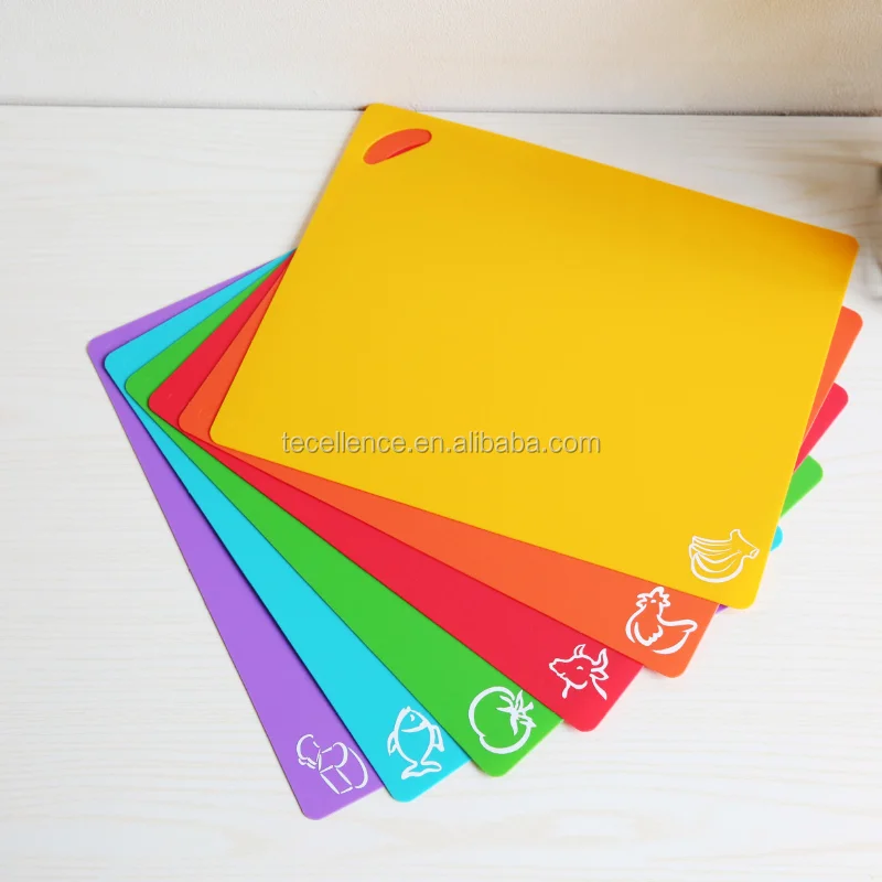 6 Pack Kitchen Chopping Board Private Label Flexible Plastic Cutting Board Mats Set