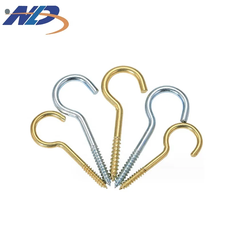 NLD Wholesale High Quality Carbon Steel Iron Silver Yellow Zinc Self Tapping Hook Pin Eye Screw