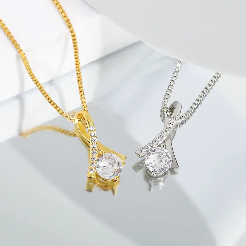 European and American high-end minimalist lines beauty fish tail necklace hot selling herringbone shaped necklace