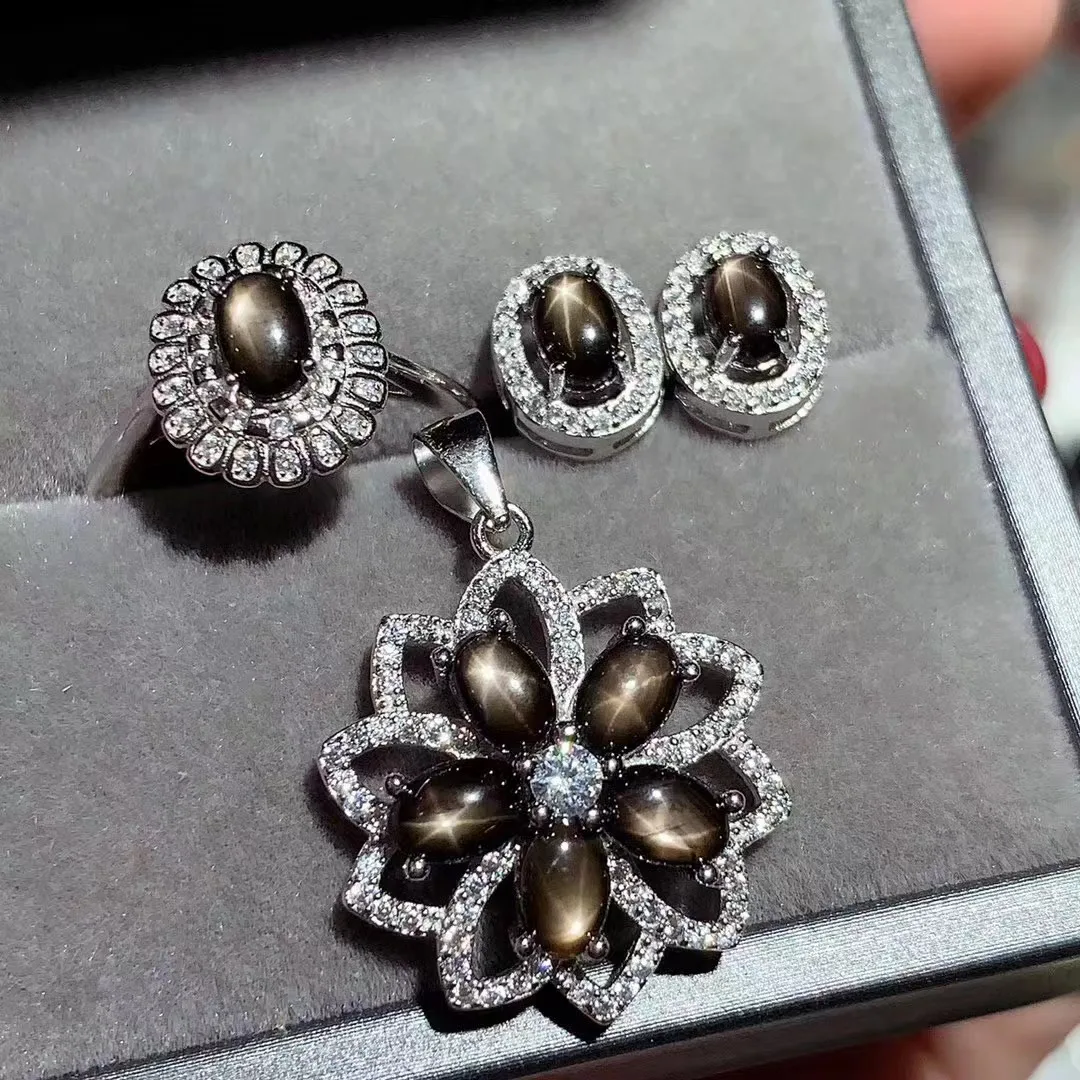 High Quality Fashion 925 Sterling Silver Dubai Earrings Natural Sapphire Jewellery Jewelry Sets For Women