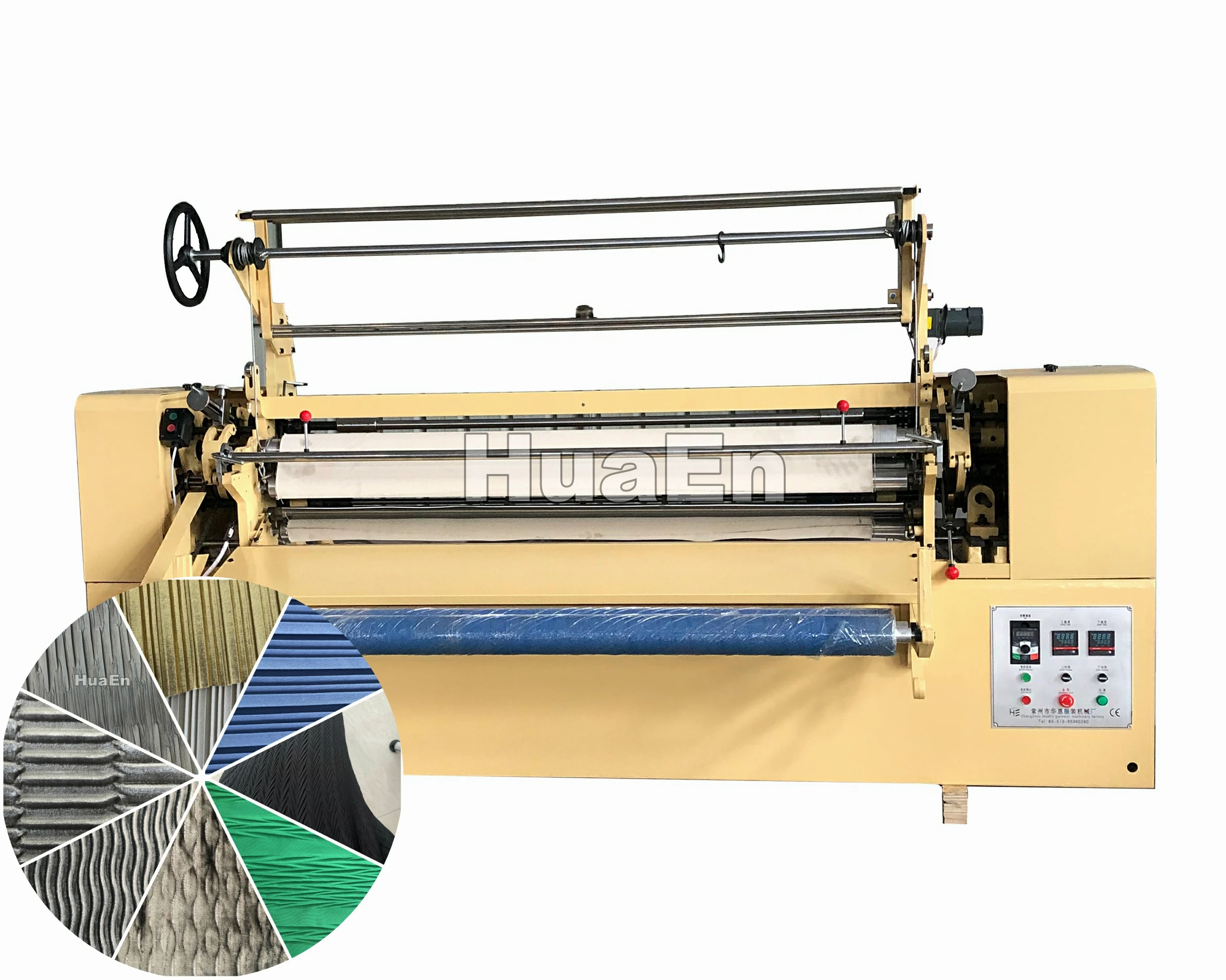 Factory manufacturer HuaEn chemical fiber fabric saree chiffon fur leather flat knife fir bamboo pleat waffle cube pleat machine