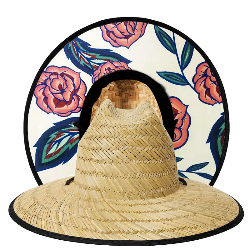 Vintage Summer Handmade Braided Natural Straw Hat For Kids Children Wide Brim Rattan Weave Hat With Custom Logo