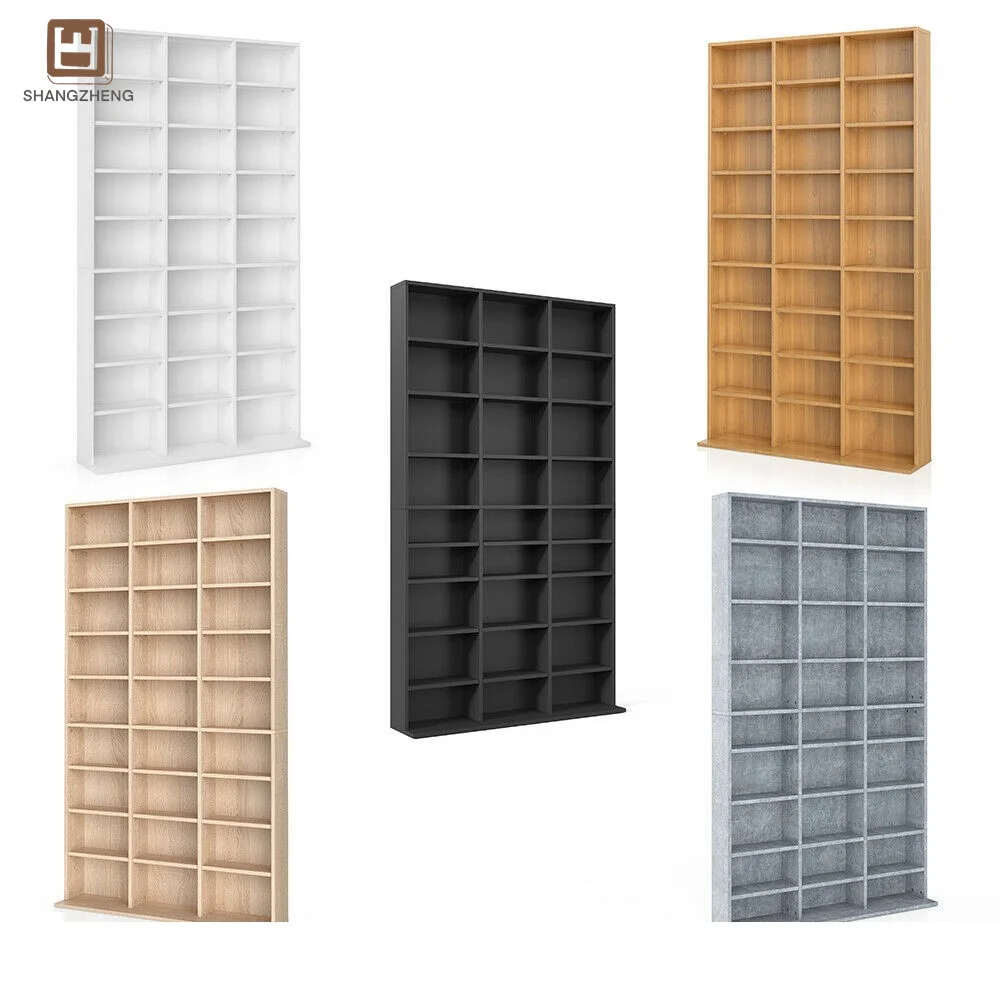 Modern Simple Solid Color Bookcase Light Natural Texture Smooth Lines Storage Display Living Room Furniture Home Office Iron