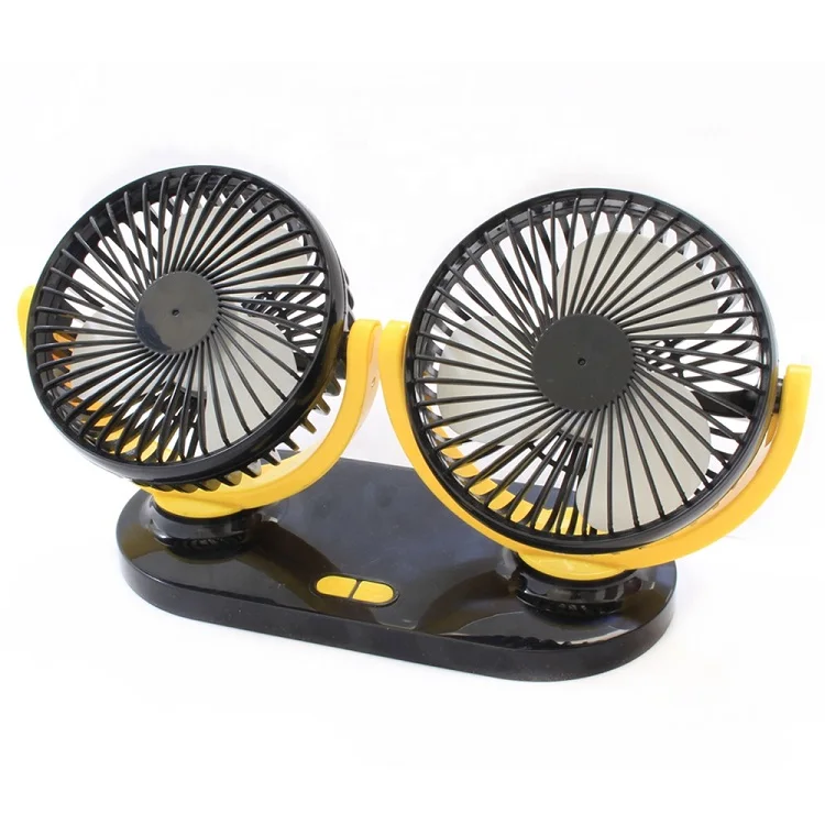 Малошумный автомобильный вентилятор с двойной головкой и поворотом на 360 градусов USB