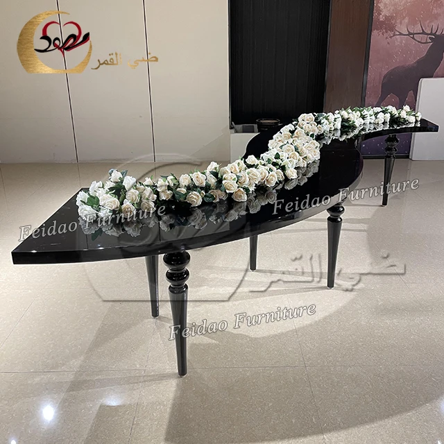 Event Black Donut Mdf Half Moon Circle Serpentine Wedding Table