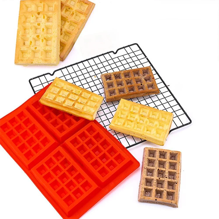Wholesale 4 cavity diy silicone mold baking tray non stick waffle baking pan cake mold silicone waffle baking mold