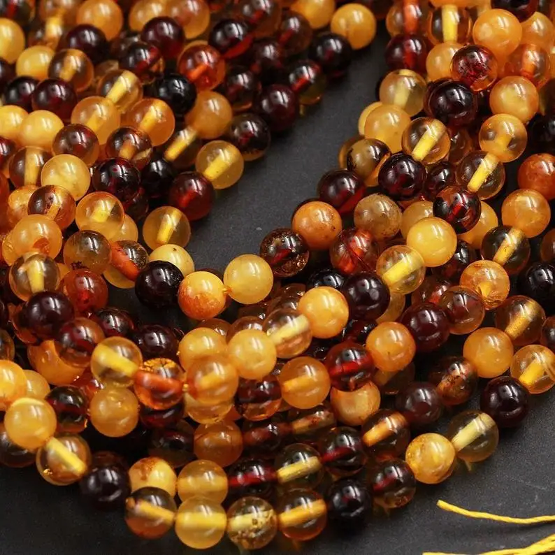 Natural Round shape Baltic amber plain loose gemstone polished beads making jewelry wholesale price per carat