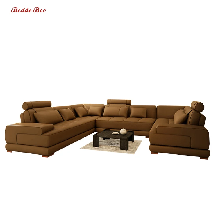 
Modern villa home furniture large space leather sectional corner sofa 5005 