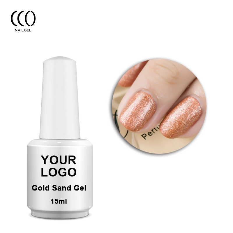 CCO distributor 15ml OEM ODM logo nail gel polish Colorful uv led gold sand nail gel polish