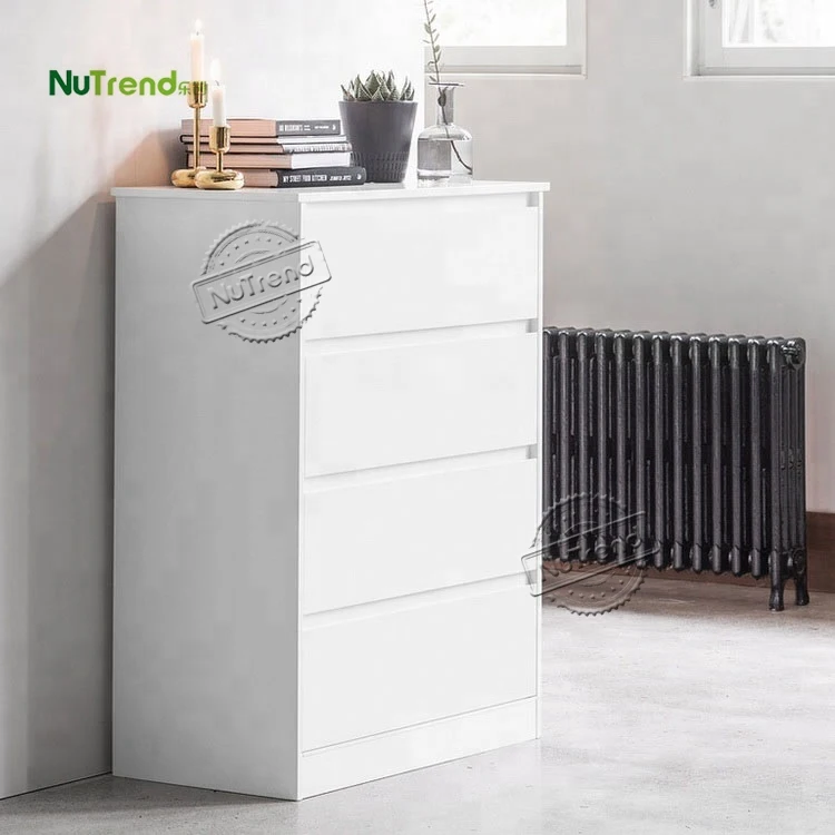 Wholesale wooden corner 4 chest of drawers in white