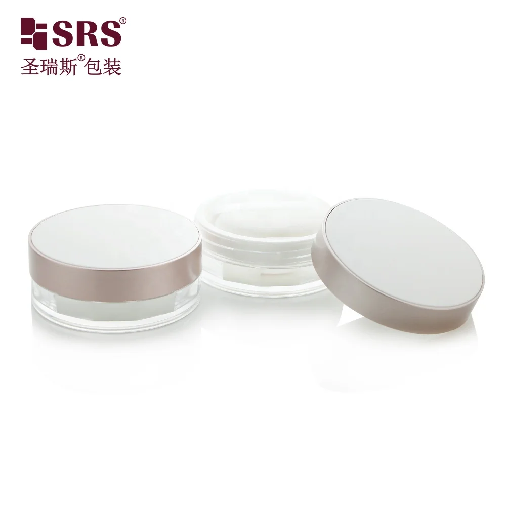 S030-15g Empty Refillable Cosmetic Loose Powder Container with Elastic Sifter Plastic Jar with Elastic Mesh For Make up Setting
