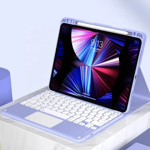 Tablet Case TPU Leather Rechargeable Pen Slot Wireless Touch Keyboard Tablet Cover for iPad Pro 10 2022 10.9