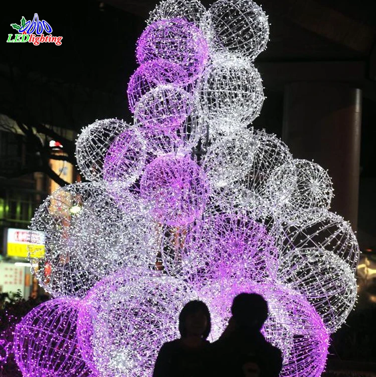 Popular Giant Commercial Decorative Outdoor lighted Christmas Ball Tree