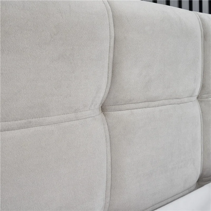 Light Grey Tufted Modern Master Bedroom Furniture Bed With Drawers Storage Bed Queen King Size Modern Soft Bed Frame