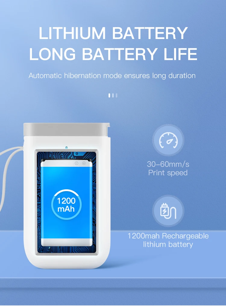 NIIMBOT Smart Rechargeable Blue Tooth USB Mobile Phone Connection Thermal Label Printer D11 with Free Tape