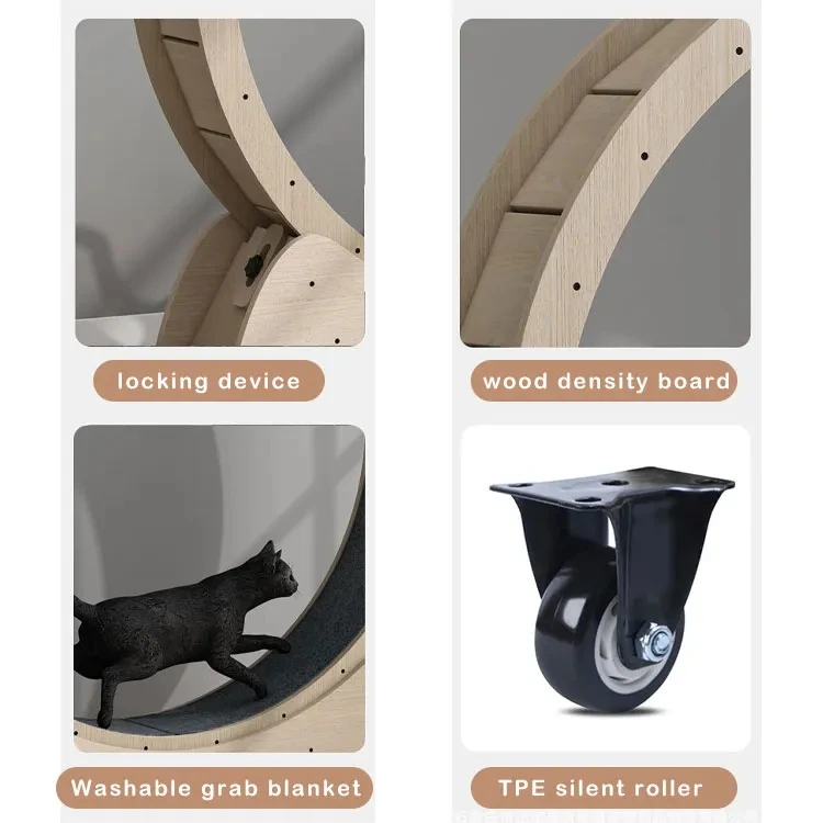 Cat Fun Treadmill Interactive Wooden Pet Tread Exercise Running Wheel Cat Pet Dog Fun Treadmill
