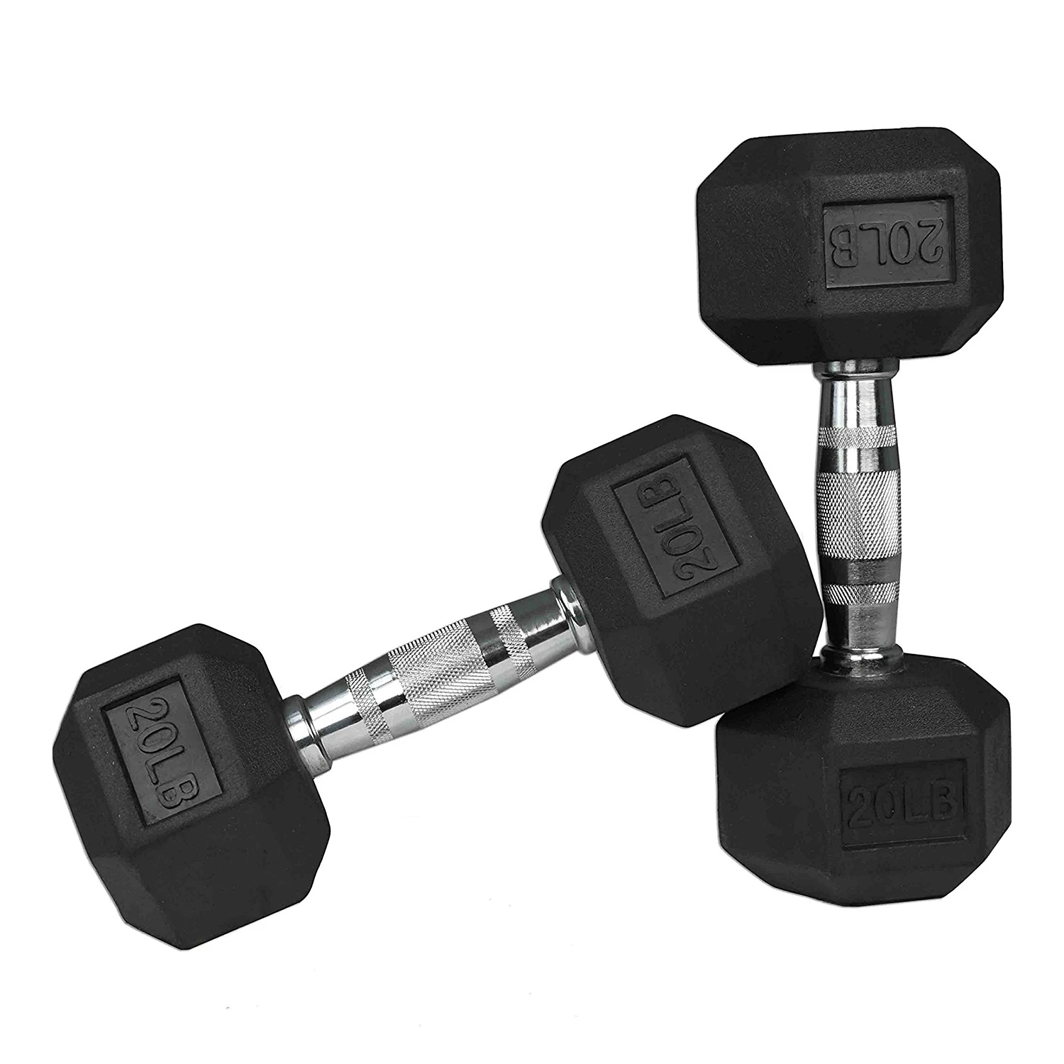 Fitness Gym Basic Equipment Rubber Coated Hex Dumbbell Set
