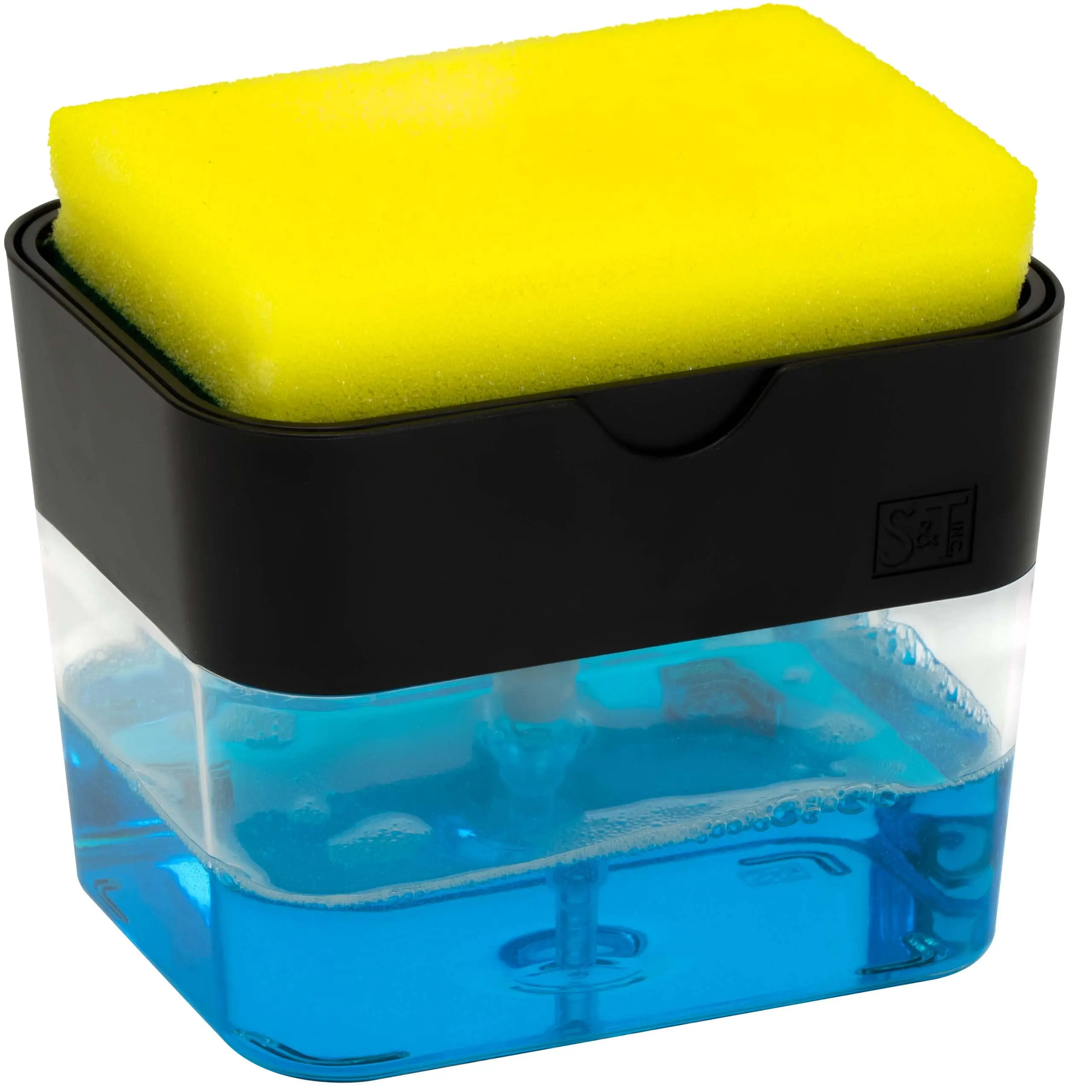 Wholesale Bathroom Kitchen Soap Dispenser Box Wash Sponge Holder Pump Sponge 2 in 1 Manual Press Liquid Soap Dispenser