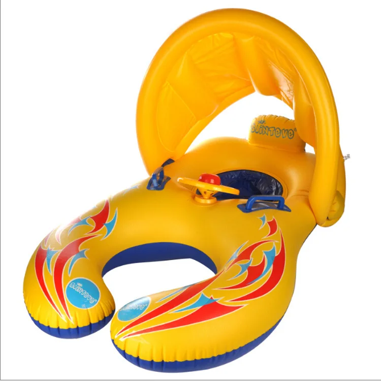 yellow color early education water play parent-child swimming ring with tent