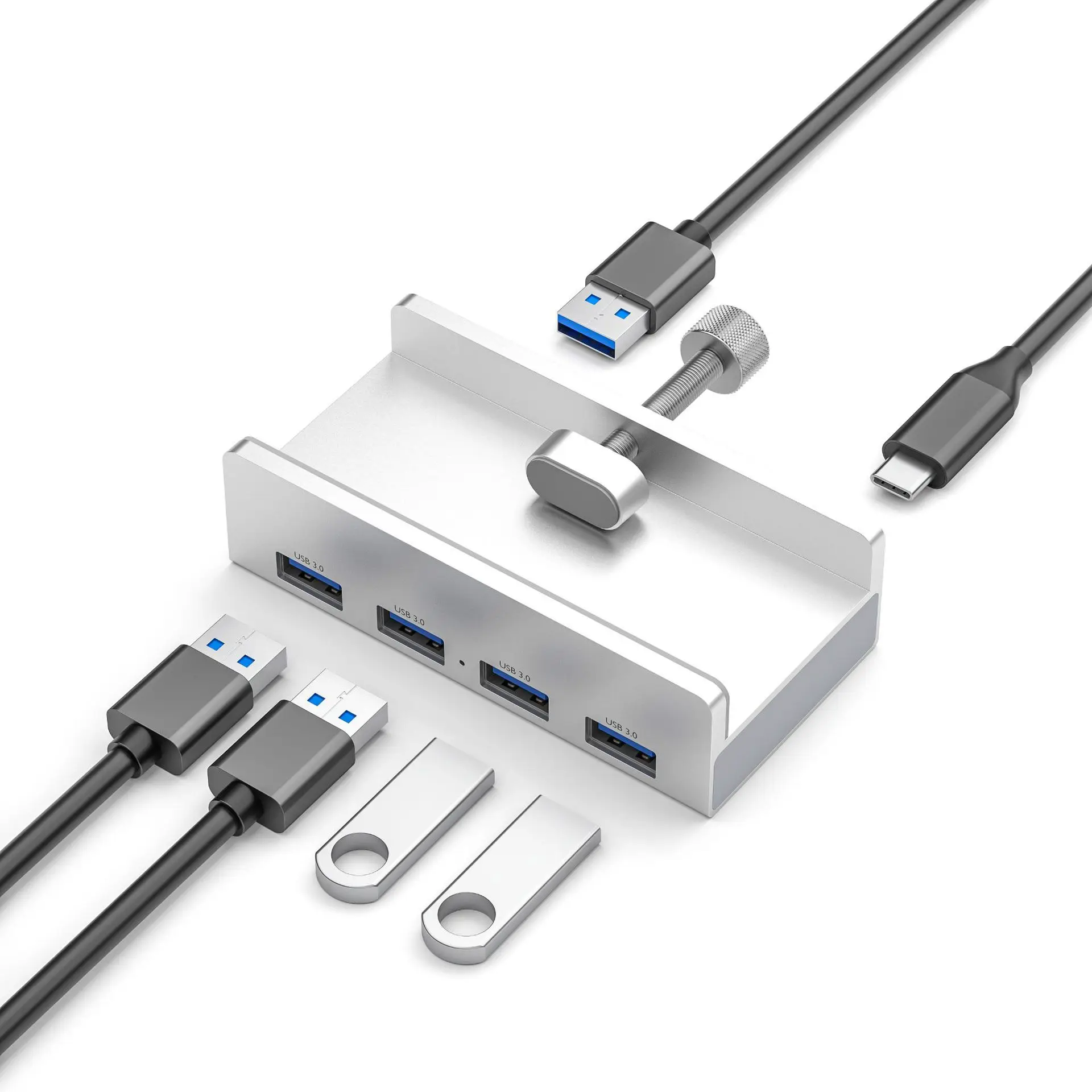 Пользовательский внешний адаптер из алюминиевого сплава Multi USB Splitter для ноутбука настольного компьютера со слотом карт AUX TF