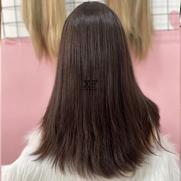 Natural Looking Full Hand Tied 100% Virgin Human Hair Medical Wigs Cancer Wigs With Comfortable Cap