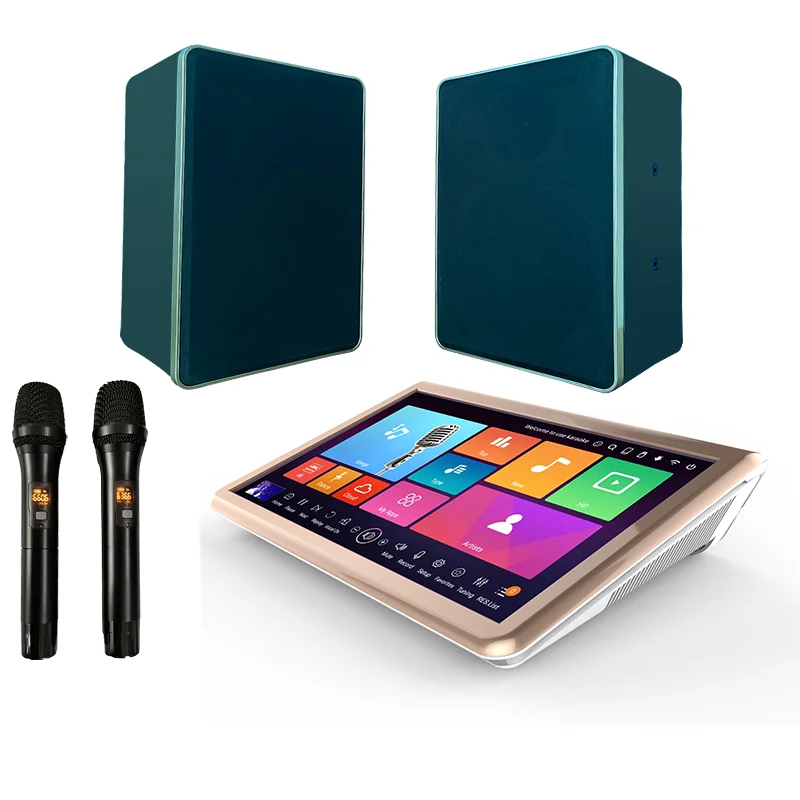 karaoke jukebox with amplifier wireless microphone speaker for home party