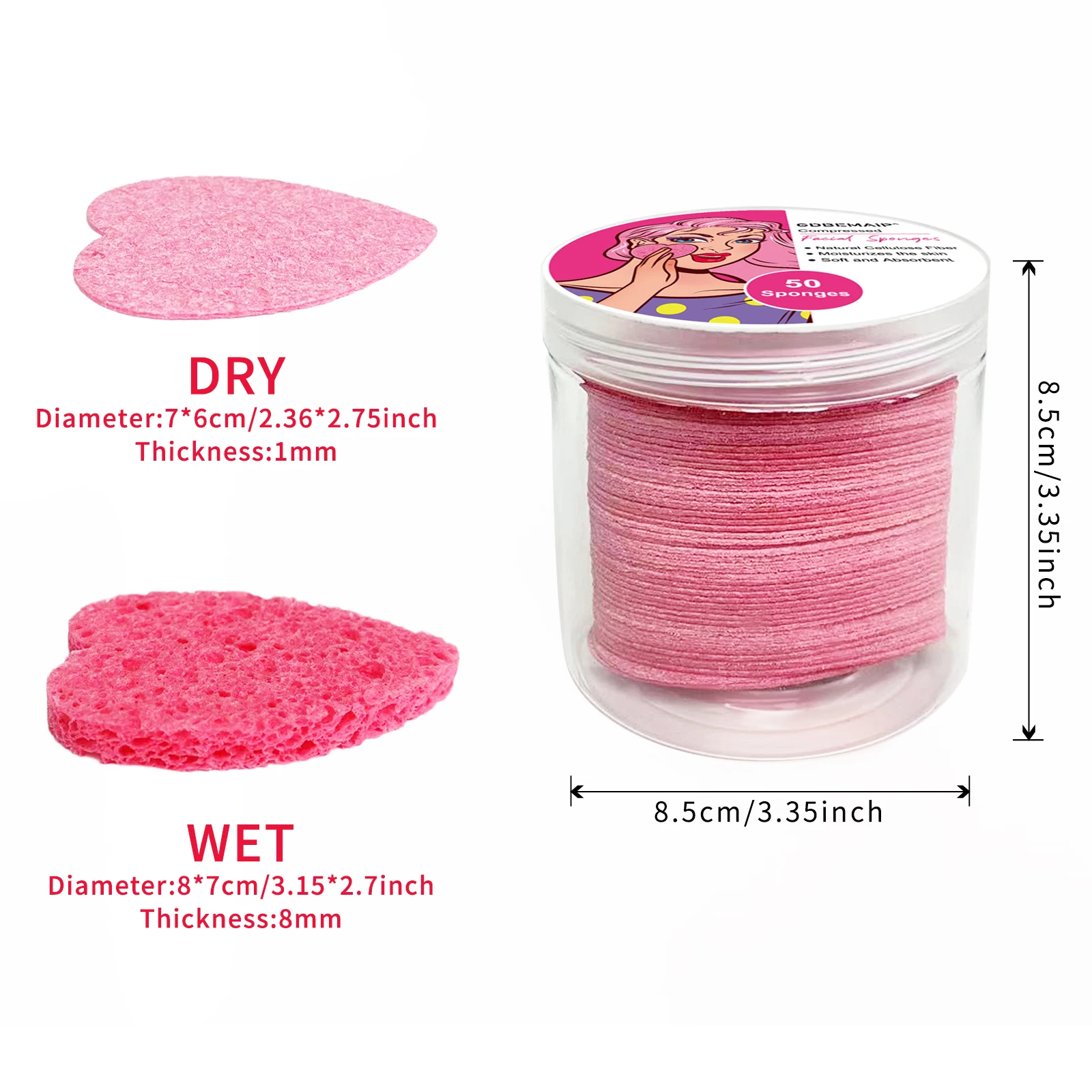 100% Natural Facial Clean Wood Pulp sponge Beauty Makeup Cosmetics Removal Sponge Heart Shaped Sponge