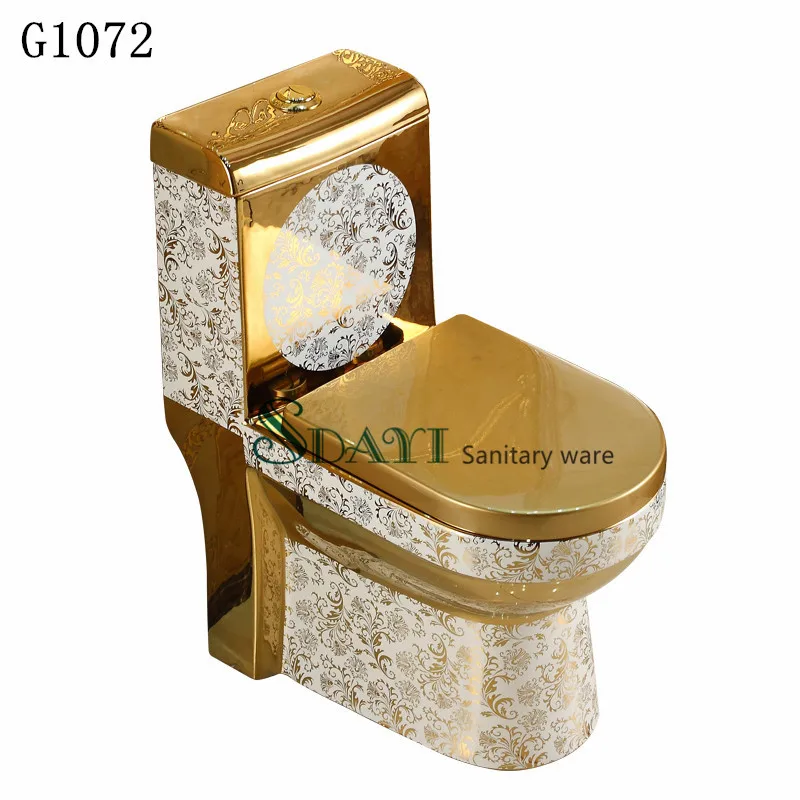 SDAYI Sanitary Ware Gold Color Toilet Wc Bathroom Gold Plated Toilet Bowl Ceramic Washdown Toilet Gold