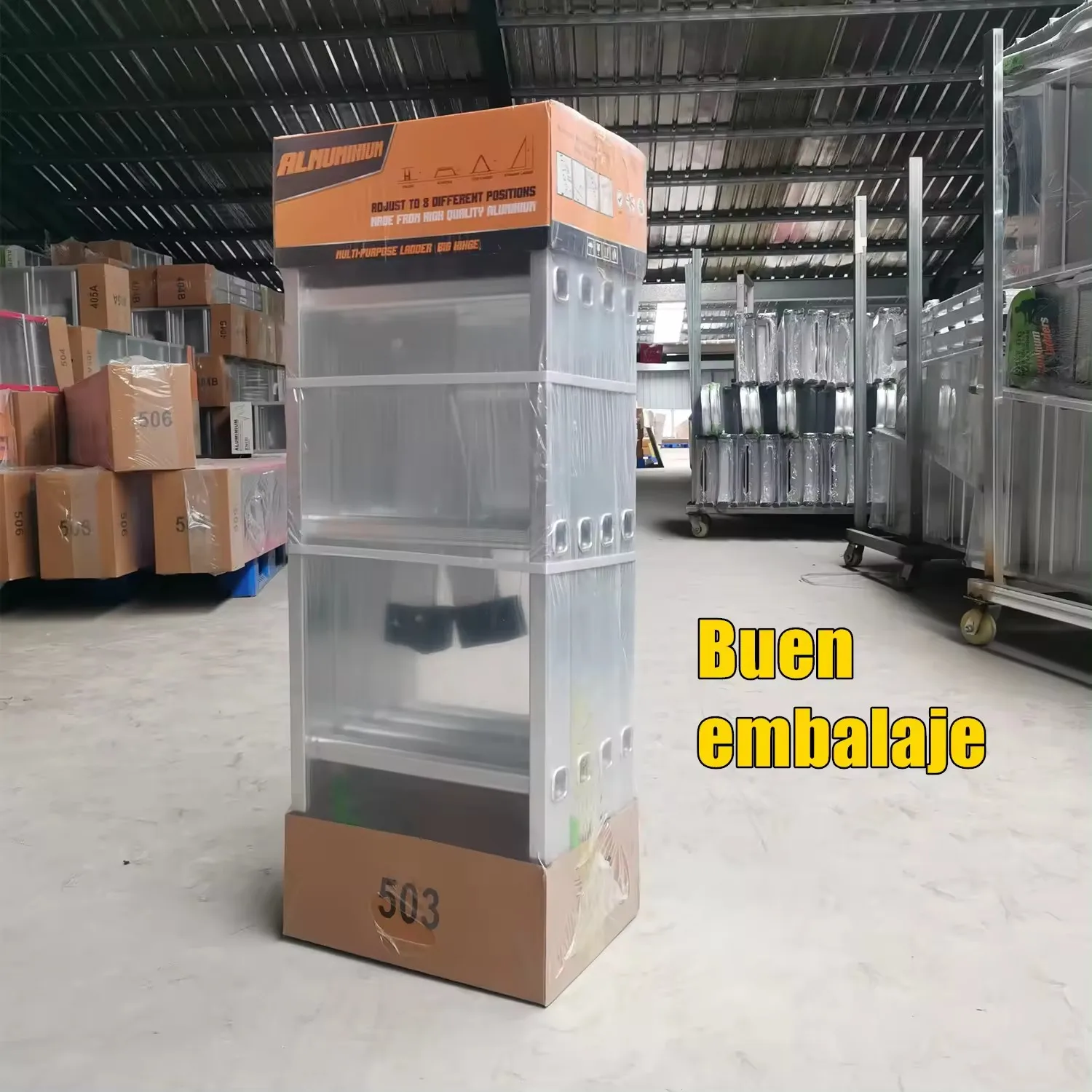 Escalera plegable de aluminio de espesor de 1,5 mm con bisagra de conexion grande