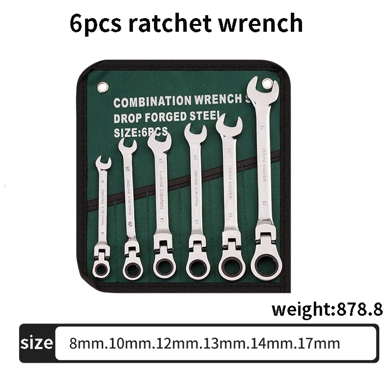Professional 8/10/12/13/14/17mm ratchet wrench Combination 6pcs Ratchet Wrench set