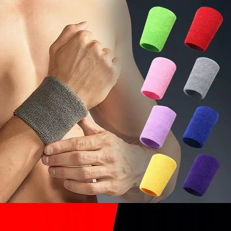 Colorful Cotton Wristband Sweat-absorbent Sweatband Wrist Sweat Band for various  Sports