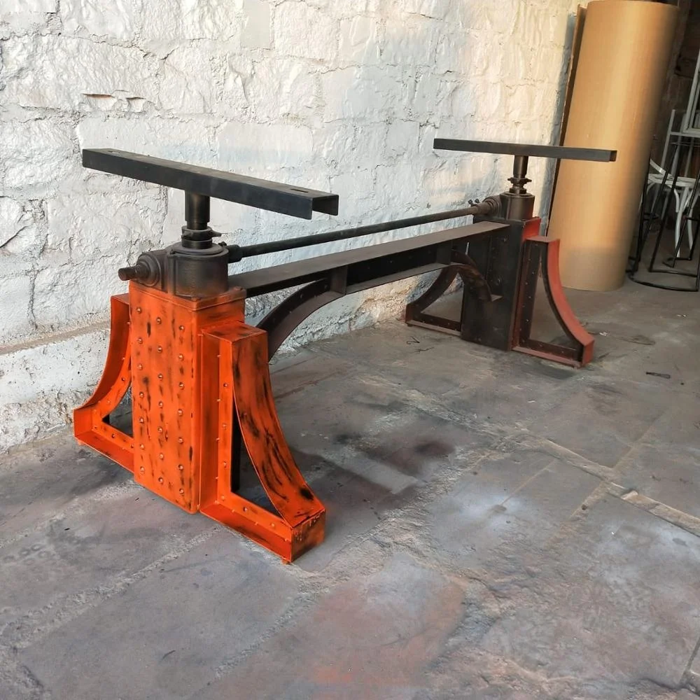 Industrial Red Bronx Hand Crank Dining Table Base Furniture Leg for Table Metal Iron Black Heavy Duty Powder Coated Vintage