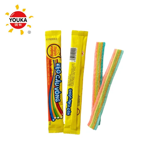 10g Sugar Coating Rainbow Soft Liquorice Belt Shape Soft Gummy Liquorice Candy