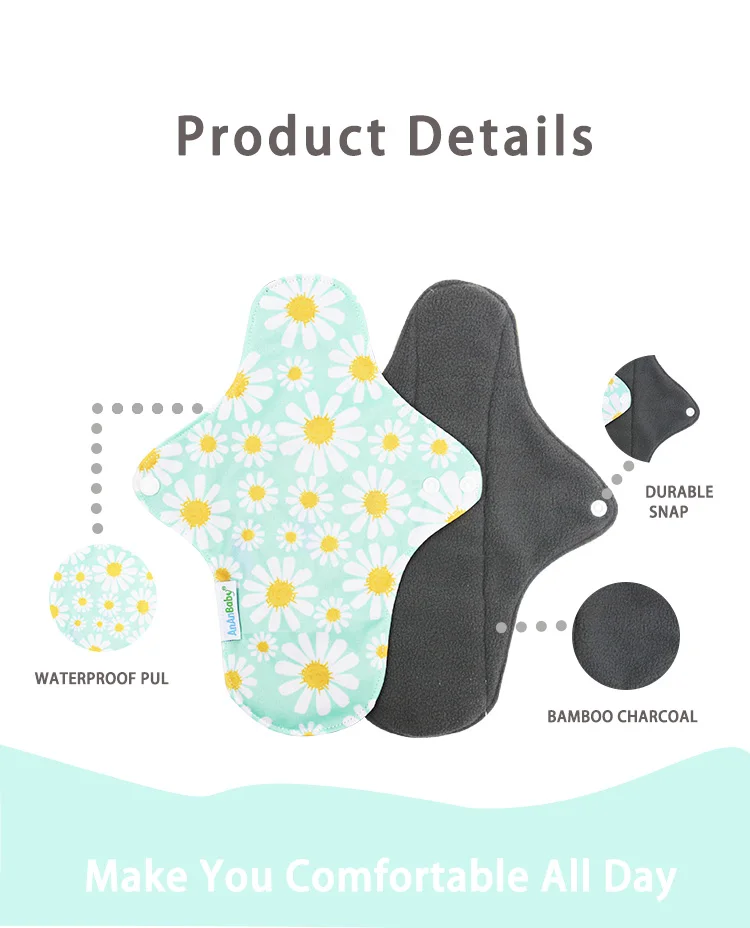 Customization Washable Organic Menstrual Pads Softcare Wholesale Bamboo Reusable Sanitary Pads