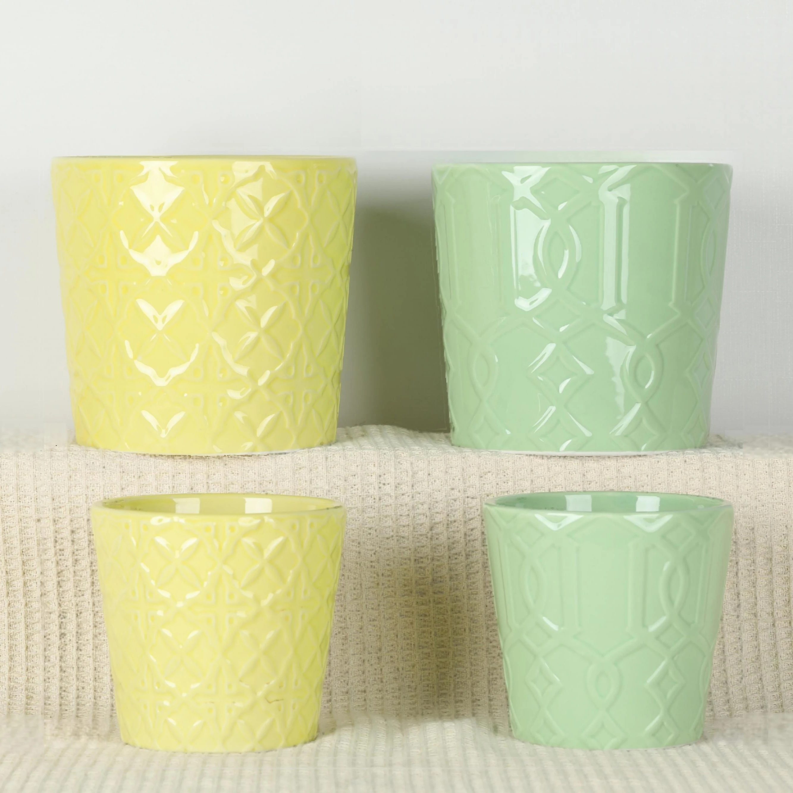 Роскошный керамический горшок для растений с тиснением сочный комнатный балкон цветочный