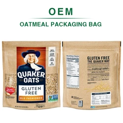 Wholesale custom 400g Moistureproof ziplock stand up pouch dried fruit flour cereal Fast food oatmeal packaging bags