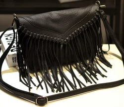 PU Leather Hobo Fringe Crossbody Purse Vintage Small Handbag Tassel Bag For Women