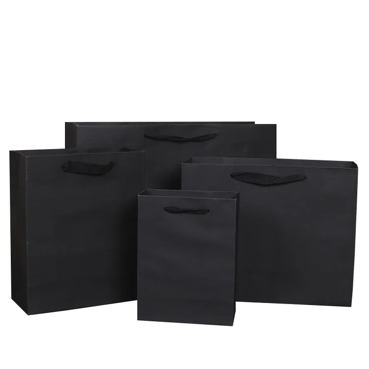Shopping Gift Paper Bag Plain Cheap Black Paper Bags Tote Bags with Handles Custom Printed Retail Luxury Offset Printing Accept